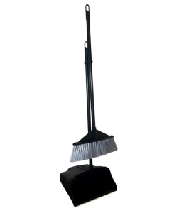 Michem Dustpan and Whisk Broom Set with long handles for commercial and industrial cleaning