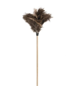 Michem Feather Duster Long with wooden handle for cleaning elevated and hard-to-reach surfaces