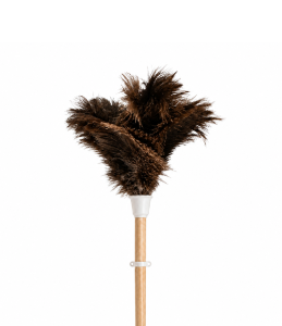 Michem Feather Duster Short with wooden handle for gently cleaning furniture and delicate surfaces
