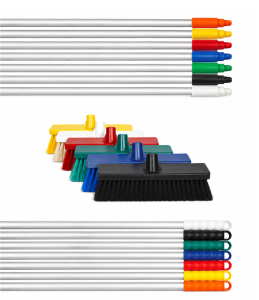 Michem Hygiene Broom Hard 300mm with 1.3m aluminium handle and stiff bristles
