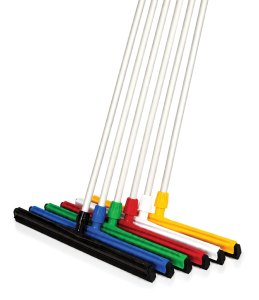 Michem Hygiene Floor Squeegee with colour-coded rubber blade and long handle