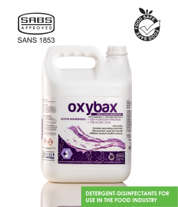 Michem Oxybax peroxygen disinfectant for fogging, surface disinfection and laundry sanitising in a 25L container
