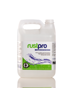Michem RustPro powerful acidic rust stain remover for hard surfaces and fabrics in a 5L container