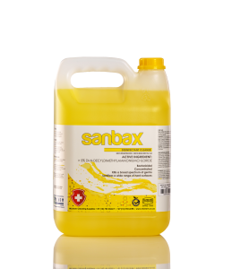 Michem Sanbax concentrated disinfectant cleaner for food processing and commercial hygiene in a 5L container