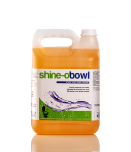 Michem Shine-O-Bowl acidic toilet bowl cleaner for removing hard water deposits and rust stains in a 5L container