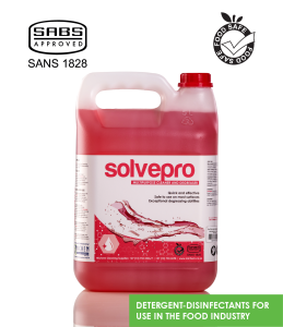 Michem SolvePro low-foaming multipurpose cleaner and degreaser for industrial and food processing environments in a 5L container